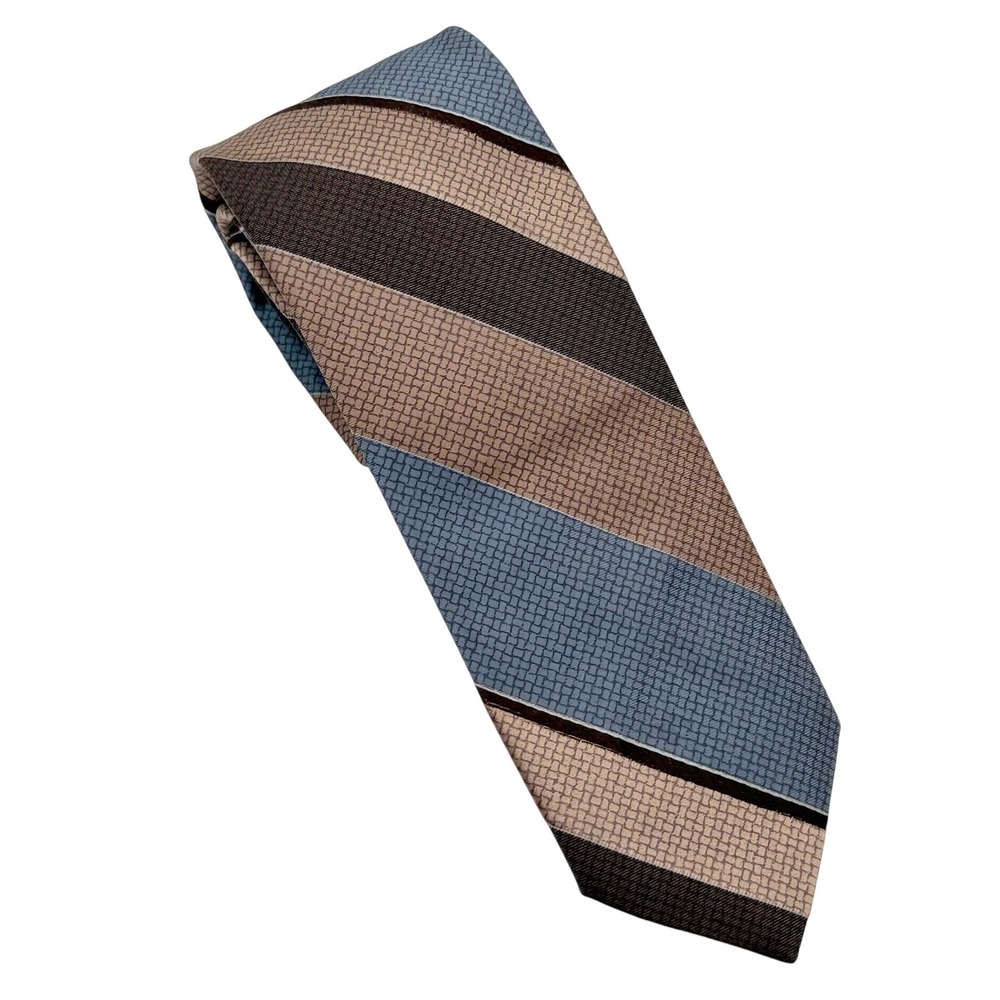 Damon Vintage Neck Tie Repp Diagonal‎ Stripe USA Made Size OS Mens Brown